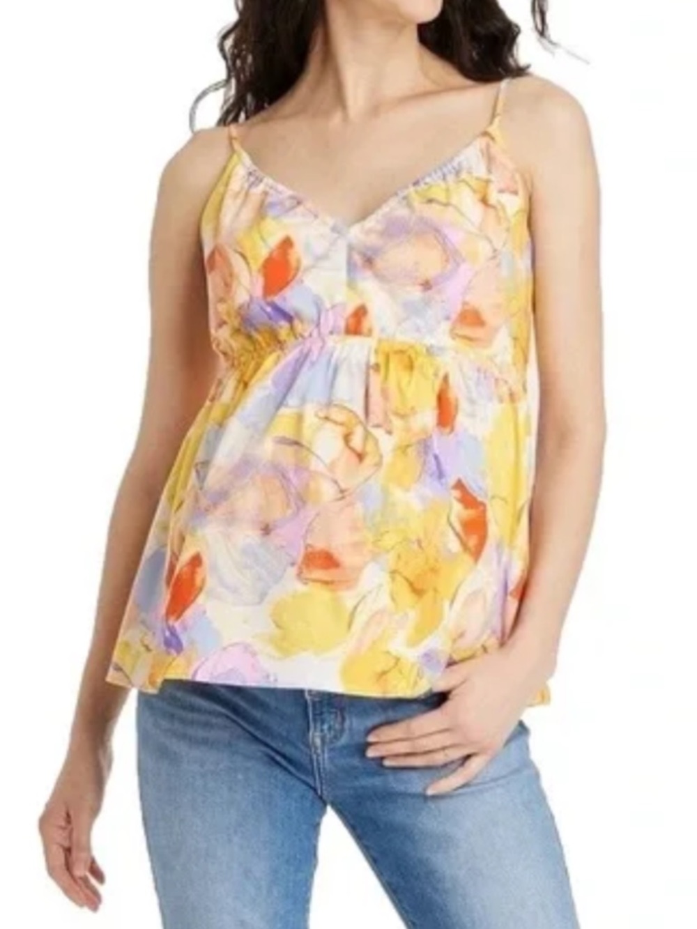 Isabel Maternity V Neck Watercolor Floral Spaghetti strap camisole
Blouse Lg